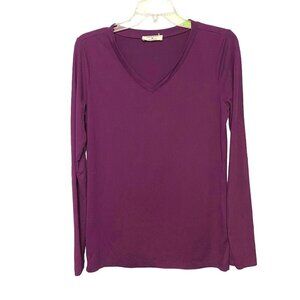Zenana Long Sleeve V-Neck Purple Plum T-Shirt Super Soft Women’s Size Medium